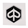 sticker logo voorscherm zeskant 3d zwart/transparant piaggio, zip 2t , zip 4t, zip2000, zip2000sp