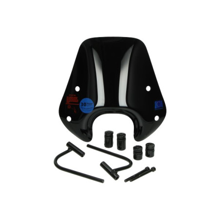 windshield Regia with mounting set low (made in EU) black gloss 30cm black gloss zip2000