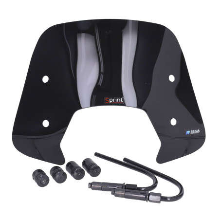 windshield Regia with mounting set low (Made in EU) black gloss sprint