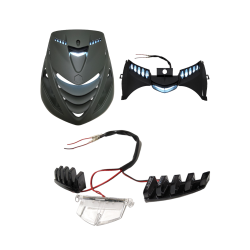 led verlichting DMP voorscherm boven (grill) smoke 3-delig piaggio, zip sp, zip2000, zip 100/125