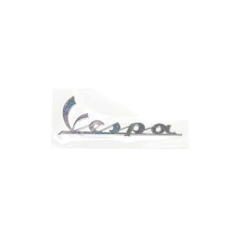 embleem Piaggio origineel woord [vespa] groot links 15cm aluminium gtv, px 200cc, vespa sxl 125, gts alle mod., vespa lx 656220
