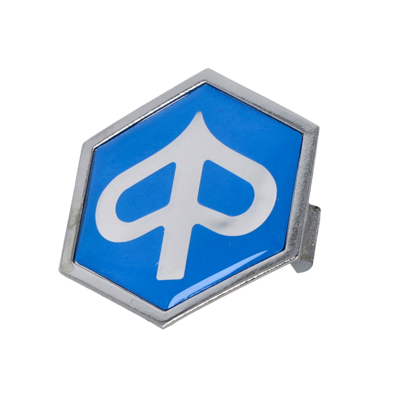 logo klik Piaggio origineel piaggio voorscherm zeskant chroom/blauw sco piaggio 295486