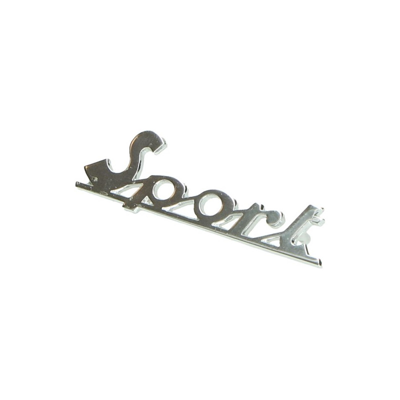 embleem woord [sport] 7.5cm aluminium piaggio, vespa op op