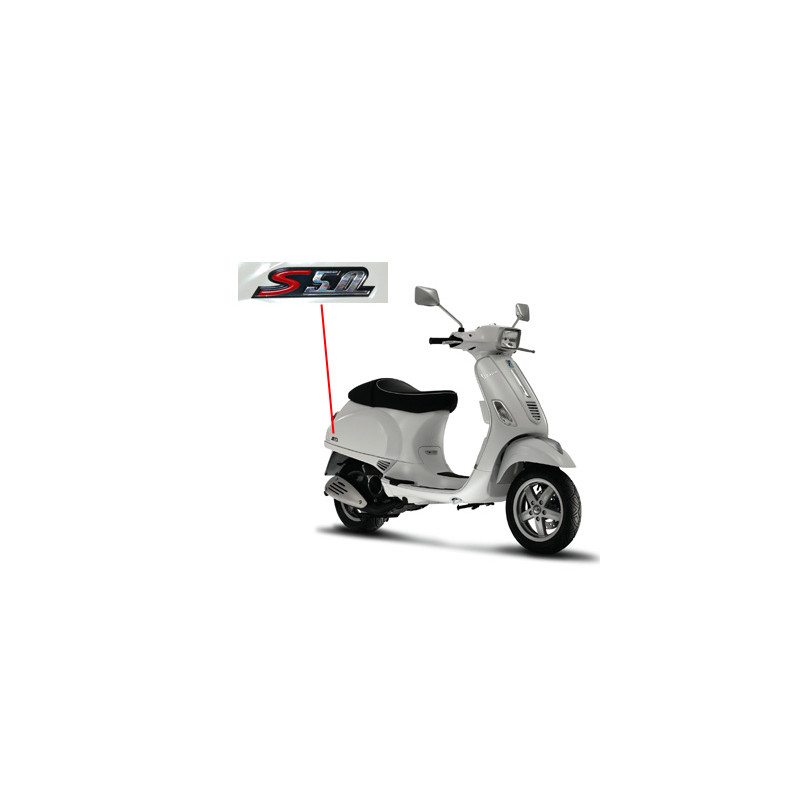 embleem Piaggio origineel woord [s50] rechtsachter smoke vespa S 673280