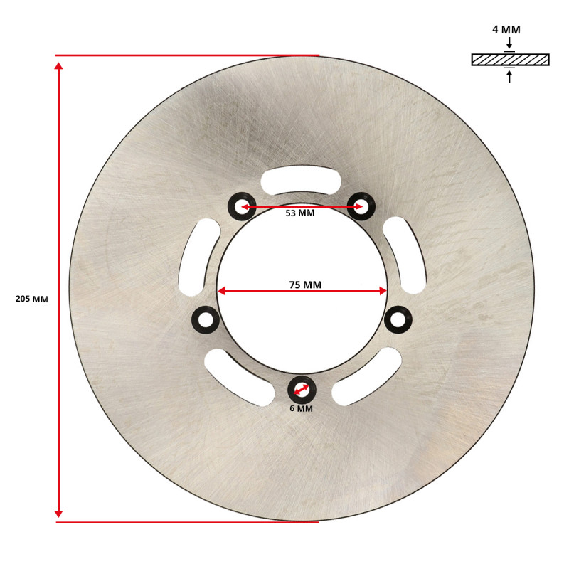 remschijf 5-gaats voor 205mm kreidler, kreidler rs, rmc