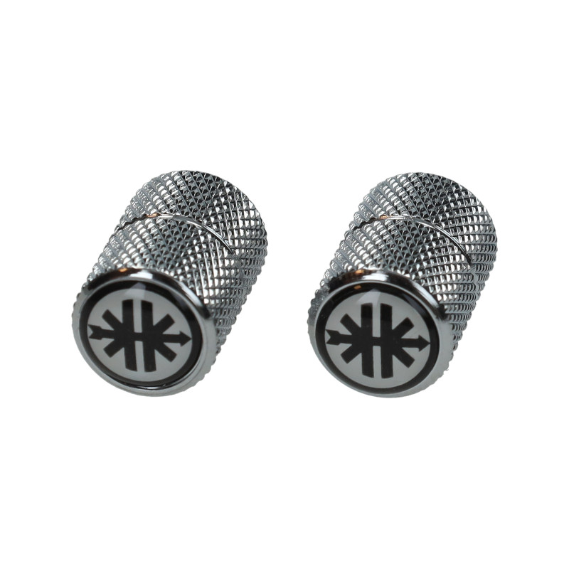 valve cap set with black and white logo chrome kreidler