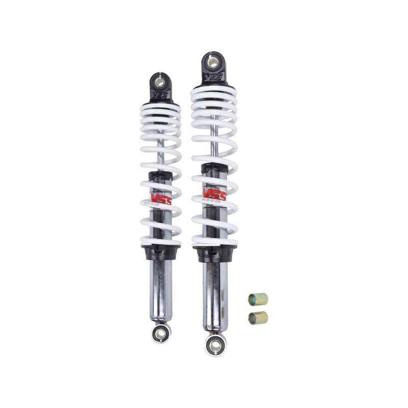 schokbrekerset yss 360mm chroom/wit simson, kreidler rd220-360-03-12p