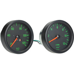 odometer + tachometer set black/green kreidler