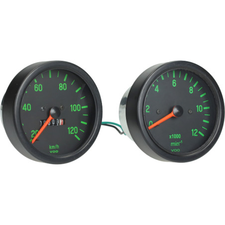 odometer + tachometer set black/green kreidler