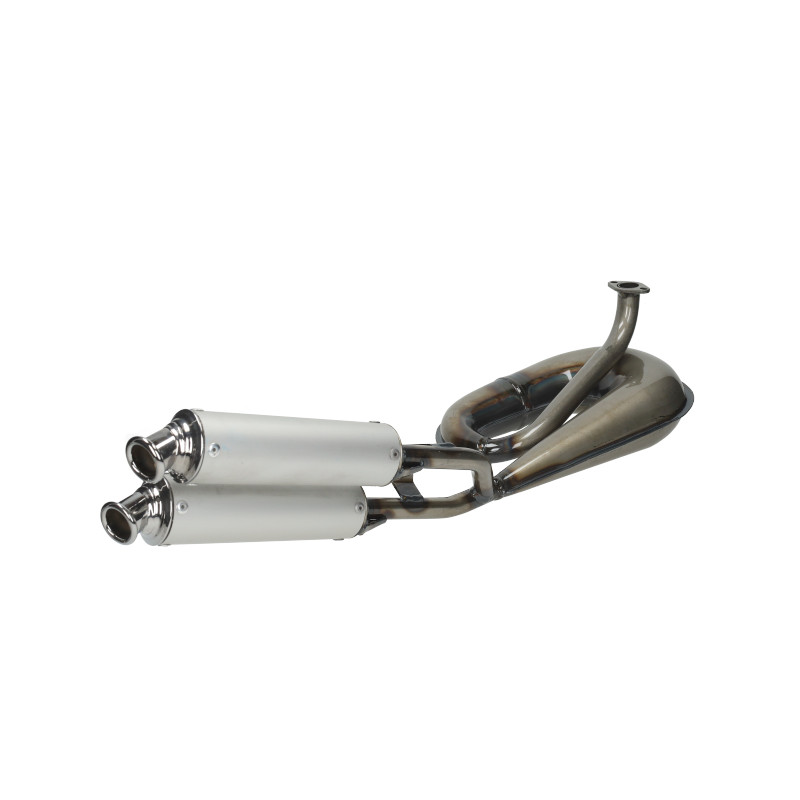 exhaust Tecno circuit double damper twin silencer w/o paint/alu a3, a35, Tomos twin