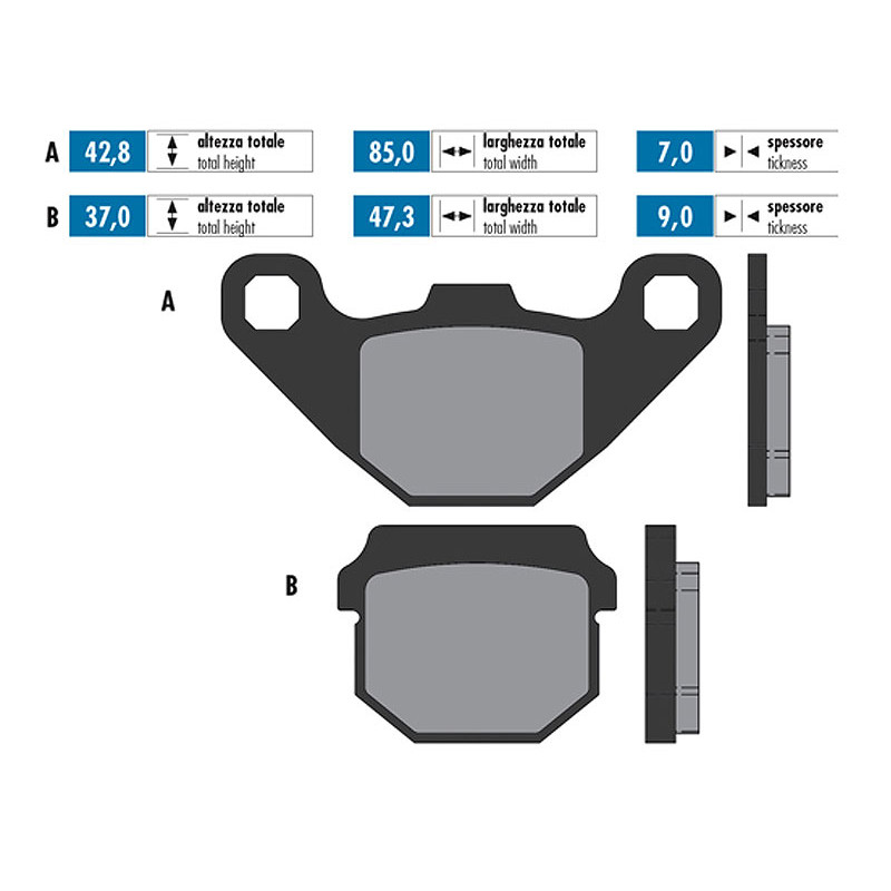 brake pad set Polini aprilia, derbi, gilera, rieju, sherco, ludix, nrg power, rush, speedfight, stalker, tgb, viva 174.0074