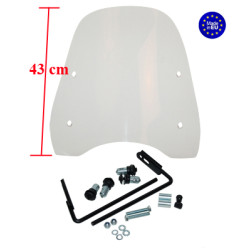 windscherm Regia met bevestigingsset hoog (made in EU) 43 cm helder baotian, BTC Roma, livorno, speedy, v-clic