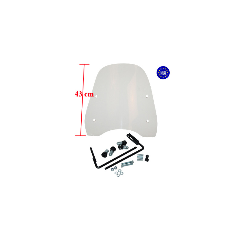 windshield Regia with mounting set high (made in EU) clear baotian, BTC Roma, livorno, speedy, v-clic
