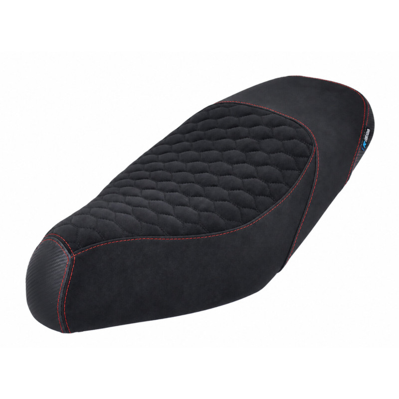 buddydek Regia RS carbon alcantara kort model 1997/2002 zwart/rood gilera, gilera runner 50/125/180