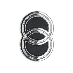 clip-on logo front cover chrome/black gilera, runner 50/125/180/200 573508