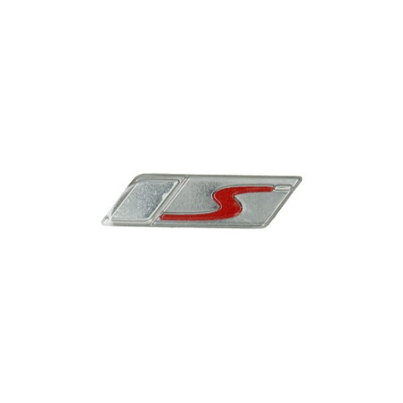 embleem Piaggio origineel beenschilddeksel woord [S] euro-4/5 rood/zilver gts 125-150, sprint 50/125/150, gts super 300cc 2h0032
