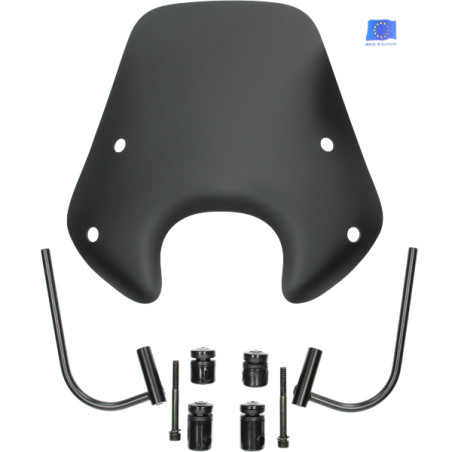 windshield Regia with mounting set low 30cm (made in EU) 30cm black matt zip2000