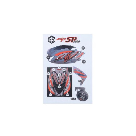 stickerset GP1 Piaggio oranje fluor 16-delig zip 2t , zip 4t, zip sp