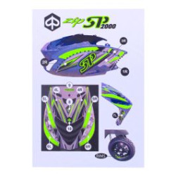 stickerset GP1 piaggio groen fluor 16-delig zip 2t , zip 4t