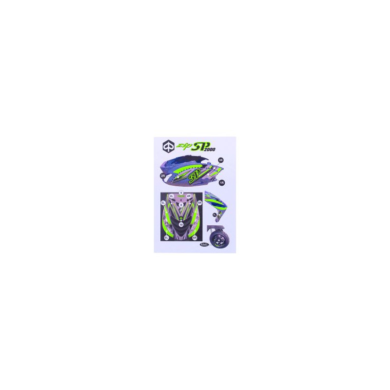 stickerset GP1 piaggio groen fluor 16-delig zip 2t , zip 4t