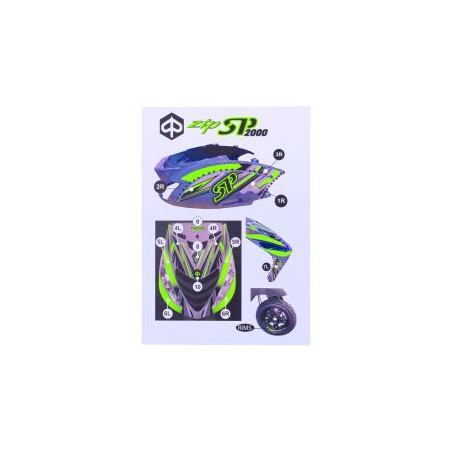 sticker set special green fluor 16-parts zip 2t , zip 4t
