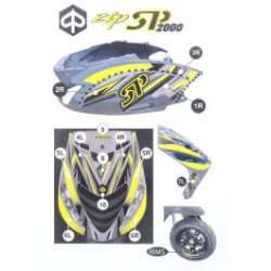 sticker set special yellow fluor 16-parts zip 2t , zip 4t