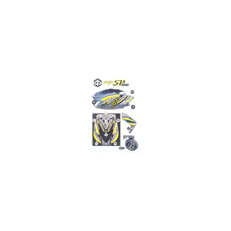 sticker set special yellow fluor 16-parts zip 2t , zip 4t