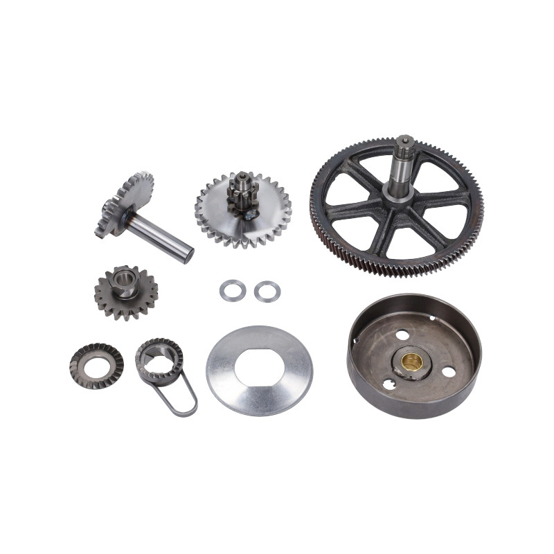 kickstart shaft set + front sprocket + clutch house as set 10-parts puch maxi