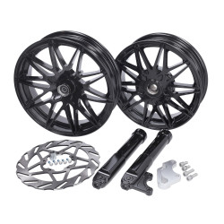 wheel set Fast Arrow Pro 11+12 insch +oversize brake disc set black gloss piaggio, zip2000, zip 2t , zip 4t