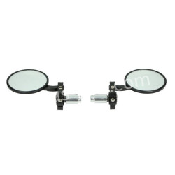 SPIEGELSET /BAR END APLUS UNIVERSEEL CNC MODEL - MAT ZWART (ROND)
