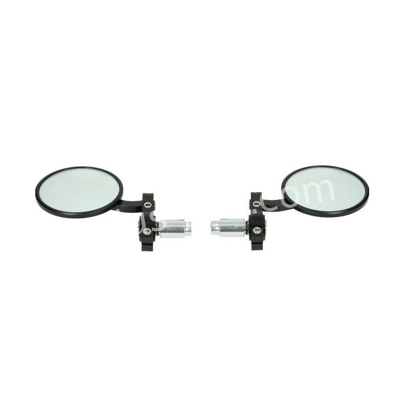 SPIEGELSET /BAR END APLUS UNIVERSEEL CNC MODEL - MAT ZWART (ROND)