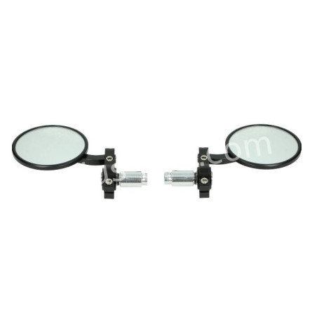 SPIEGELSET /BAR END APLUS UNIVERSEEL CNC MODEL - MAT ZWART (ROND)