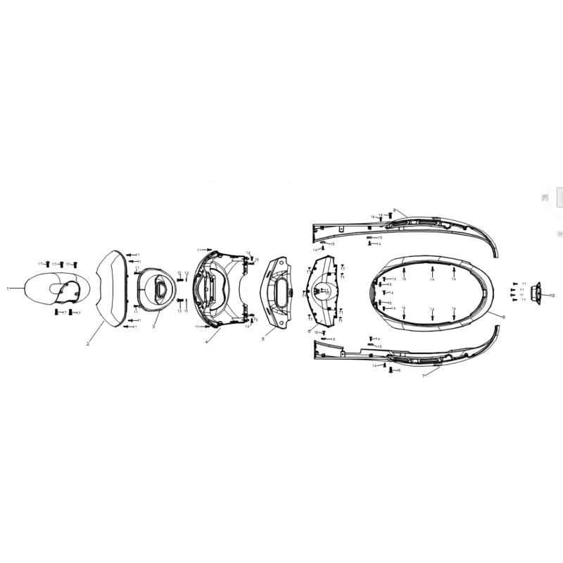 Achterkap links / Zwart