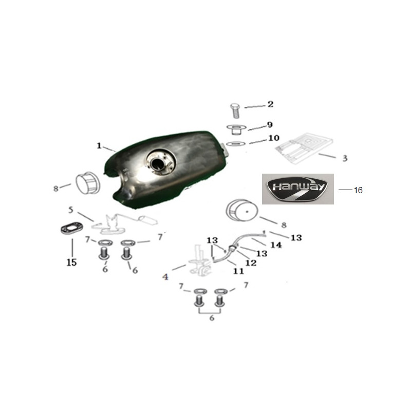 Rubber onder tank, achter