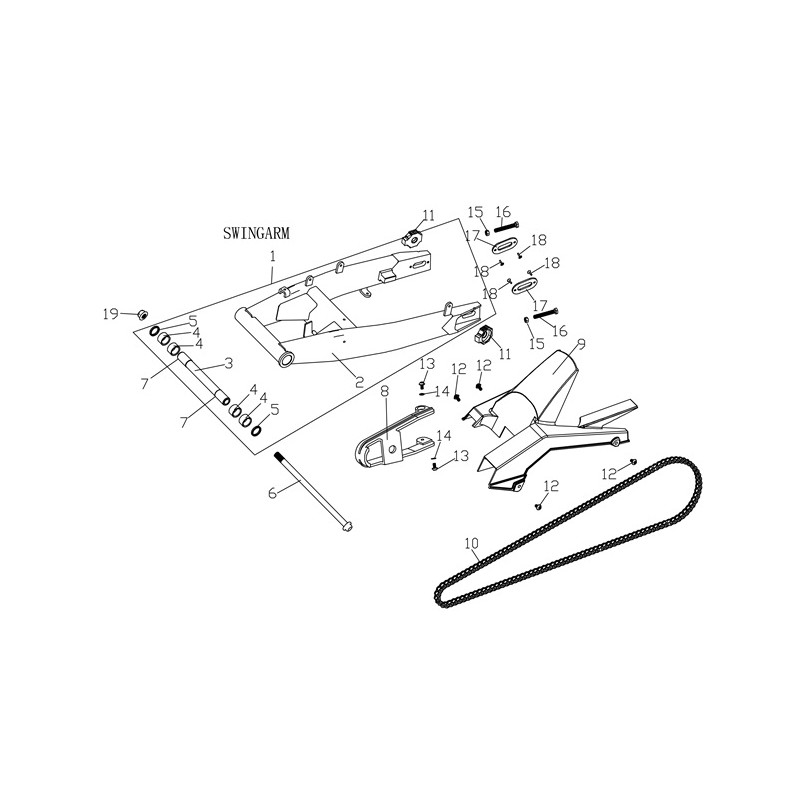 Galvanized rear fork bearing / White