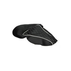 seat cover Regia (made in EU) chesterfield black with white trim fiddle 2