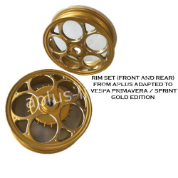 VELGEN SET APLUS (VOOR + ACHTER) PASSEND OP VESPA PRIMAVERA/SPRINT GOLD EDITION
