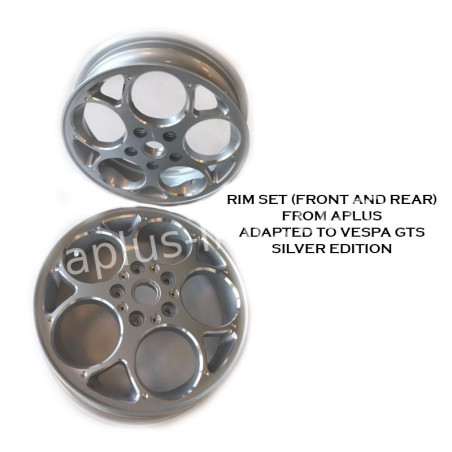 VELGEN SET 12'' APLUS (VOOR + ACHTER) PASSEND OP VESPA GTS ZILVER EDITION