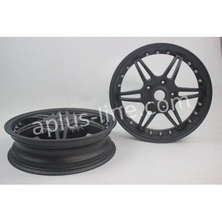 VELGEN SET APLUS (VOOR + ACHTER) PASSEND OP VESPA PRIMAVERA/SPRINT MAT BLACK EDITION - SPORT