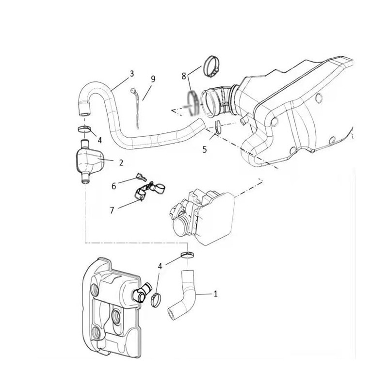 Bracket, hose and main cable