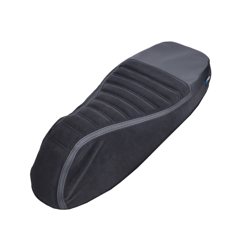 buddydek Regia alcantara streep Sport (made in EU) Vespa 2024 zwart/zwart gts 125cc, gts 250cc, gts 300 (euro4)