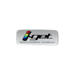 embleem Piaggio origineel woord [i-get] zijscherm gts 125-150, liberty, medley, primavera 50/125/150/180, sprint 50/125/150/180,