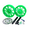 wheel set Fast Arrow Pro 11 and 12 inch wheel + oversized brake disc set green piaggio, zip 2t , zip 4t, zip2000