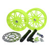 wielset Fast Arrow Pro 11 en 12 inch wiel + oversized remschijfset geel fluor piaggio, zip 2t , zip 4t, zip2000