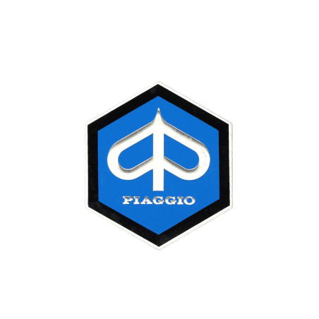 emblem logo metal hexagon 42mm blue/black piaggio
