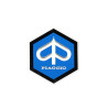 embleem logo metaal zeskant 42mm blauw/zwart piaggio