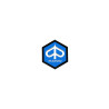 embleem logo metaal zeskant 26mm blauw/zwart piaggio