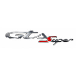 embleem Piaggio origineel achterzijde woord (gts super) chroom/rood gts 125-300 4t 2h003199000a1