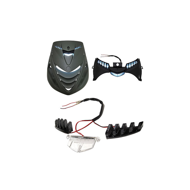 led verlichting Power1 voorscherm boven E-keur (grill) smoke- transparant 3-delig piaggio, zip sp, zip2000