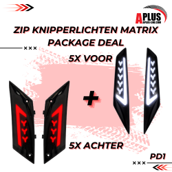 PACKAGE DEAL - 5X KNIPPERLICHTSET ALPHA VOORZIJDE PASSEND OP ZIP ''ARROW'' + 5X KNIPPERLICHTSET ALPHA ACHTERZIJDE PASSEND OP ZIP